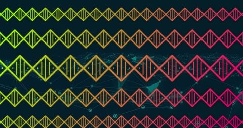 Abstract neon shapes on black futuristic background