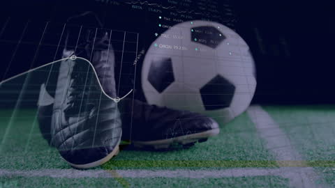 Soccer Player Analyzing Data with Technology Overlay