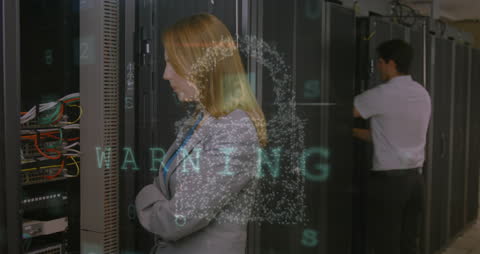 Cybersecurity Alert Data Visualization in Server Room