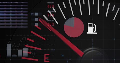 Fuel Gauge with Data Overlay Symbolizing Business Analytics