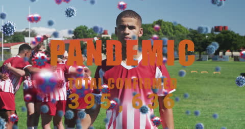 Virus Animation Over Rugby Players Highlight Pandemic Impact