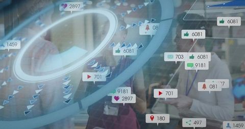 Conference networking with ar overlays on smartphones showing engagement metrics