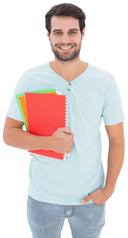 smiling businessman with colorful files on transparent background - Download Free Stock Videos Pikwizard.com