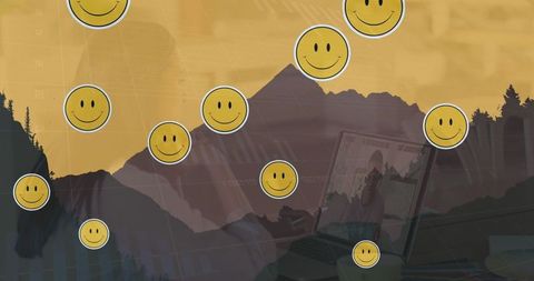 Smiley Faces on Scenic Backdrop Representing Communication - Download Free Stock Images Pikwizard.com