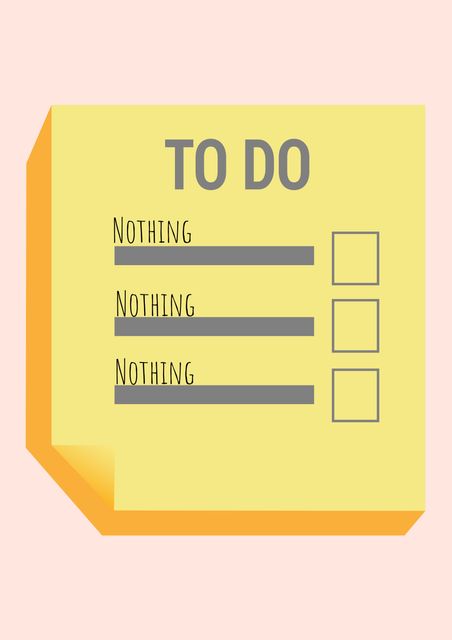 To text with nothing check boxes on sticky notes against peach background. text, vector, communication and nothing day concept.