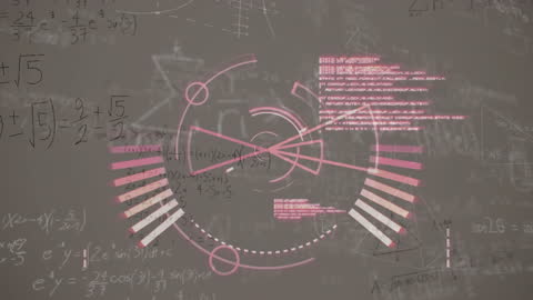 Futuristic Radar with Mathematical Equations in Pink Tones