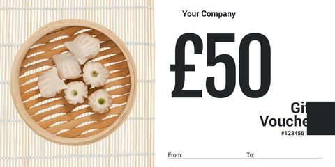 £50 restaurant voucher with asian dumplings overview - Download Free Stock Templates Pikwizard.com