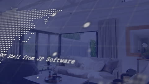 Futuristic Data Overlay in Modern Living Room Interior Design