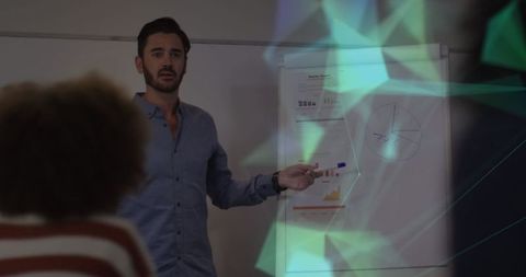 Business Presentation in Conference Room with Flipchart Graphics