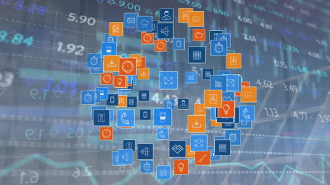 Digital Interface of Technology Icons on Trading Board