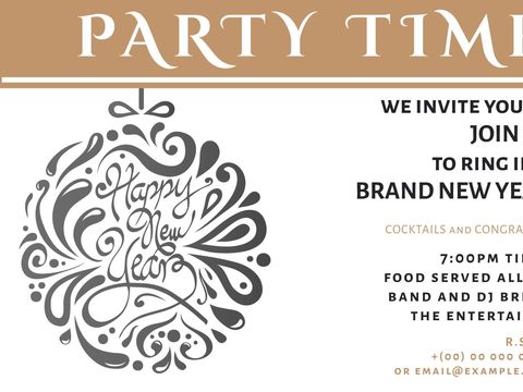 Elegant New Year Party Celebration Invitation Template - Download Free Stock Templates Pikwizard.com