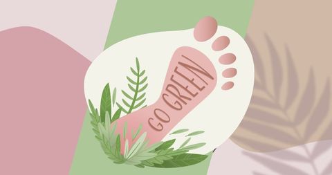 Go Green Concept with Footprint and Leaves for Eco Awareness