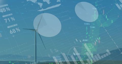 Global Financial Technology over Wind Energy Background