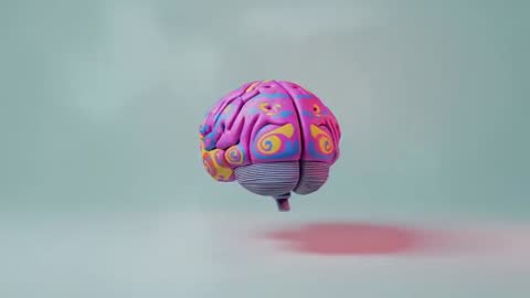 Abstract Digital Brain Model Spinning in Futuristic Pastel Palette