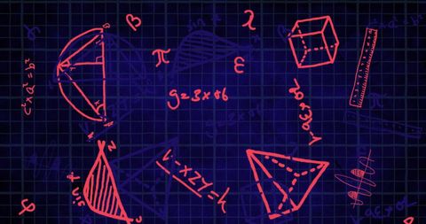 Floating Mathematical Formulas on Dark Grid Background - Download Free Stock Images Pikwizard.com