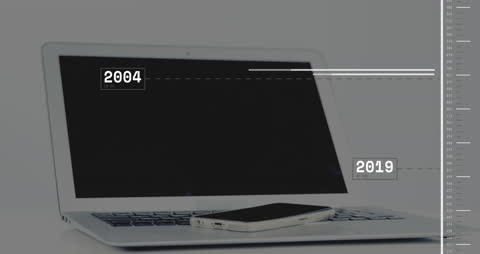 Data Processing Animation over Laptop with Time Progression