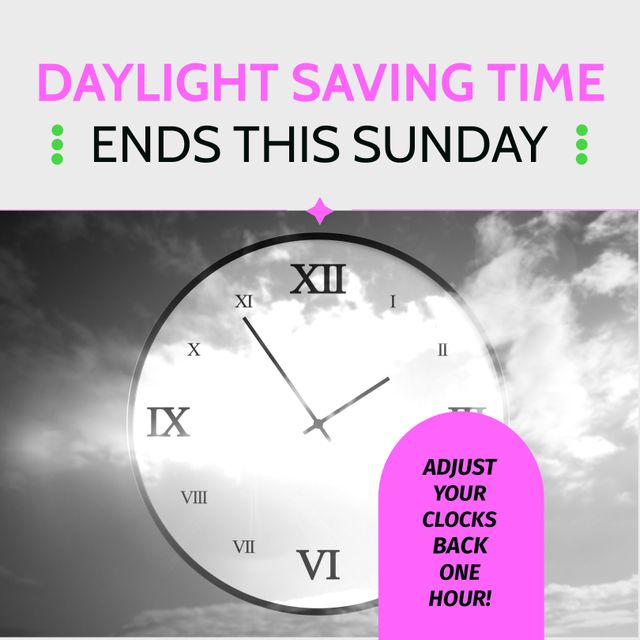 Daylight Saving Time Reminder with Clock Illustration - Download Free Stock Templates Pikwizard.com