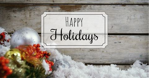 Festive Holiday Greetings with Christmas Baubles and Snow - Download Free Stock Images Pikwizard.com