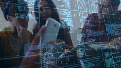 Young Professionals Collaborating on Digital Data Analysis