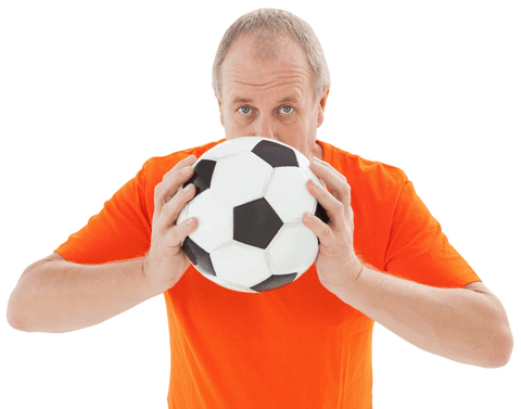 nervous sports fan holding soccer ball isolated on transparent background - Download Free Stock Videos Pikwizard.com