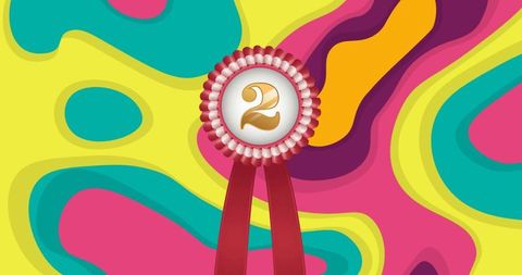 Second place medal on vibrant abstract background