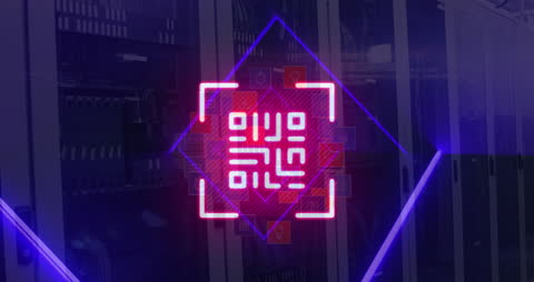 QR Code Overlay on Computer Servers with Digital Effects