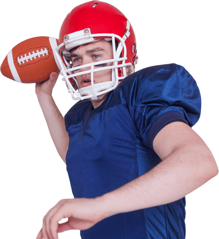 Transparent football player throwing ball in vibrant sports action pose