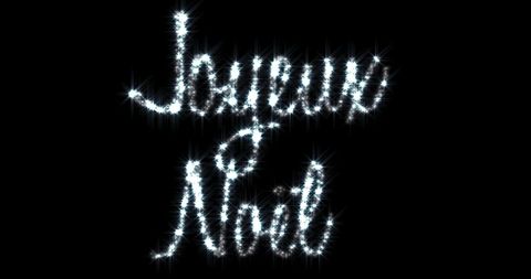 Joyeux Noël Sparkling Holiday Greeting in Glittering Script