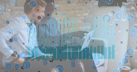 Digital Transformation With Business Connections and Data Icons Overlay