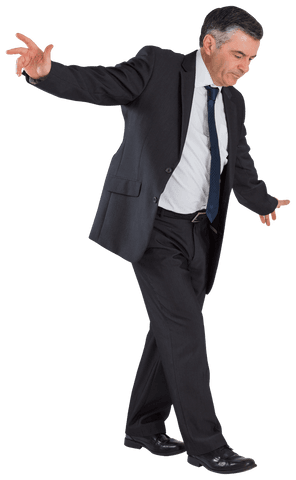 mature businessman performing balancing act in suit transparent background - Download Free Stock Videos Pikwizard.com