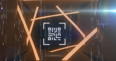 Futuristic Abstract Art with Geometric Lines and Cyber QR Code - Download Free Stock Images Pikwizard.com