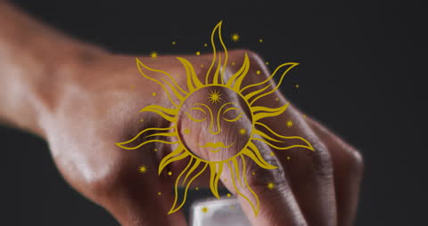 Sun Icon Animation on Moving Hand for Digital Interface Concepts