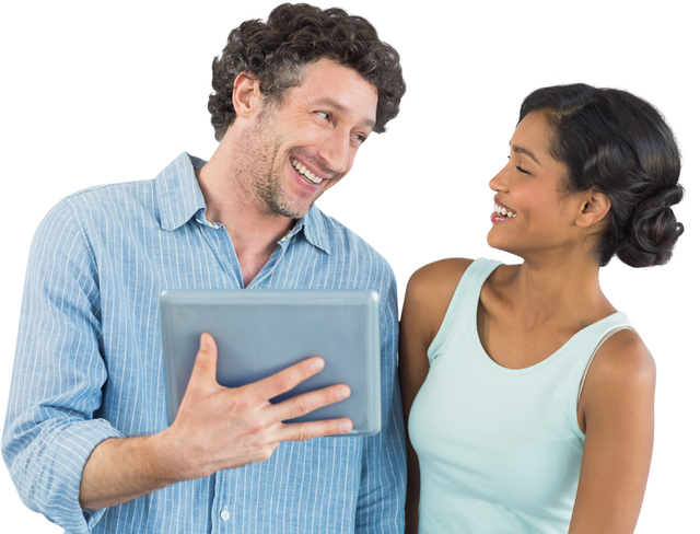 Transparent Couple Smiling with Digital Tablet - Download Free Stock Videos Pikwizard.com