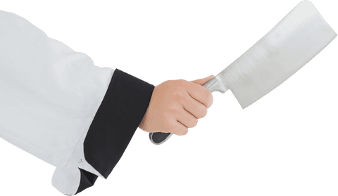 close-up of chef's hand holding cleaver knife on transparent background - Download Free Stock Videos Pikwizard.com