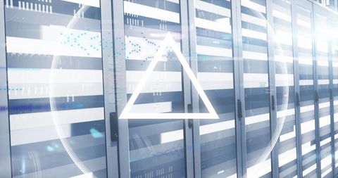 digital data processing on server racks with geometric overlay - Download Free Stock Images Pikwizard.com