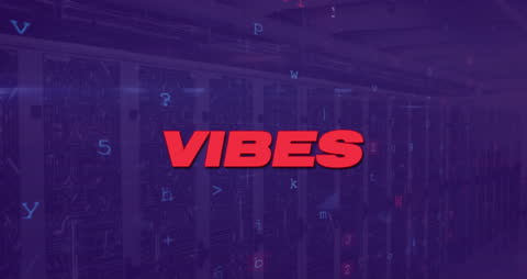 Futuristic Vibes Text Overlay in Data Center
