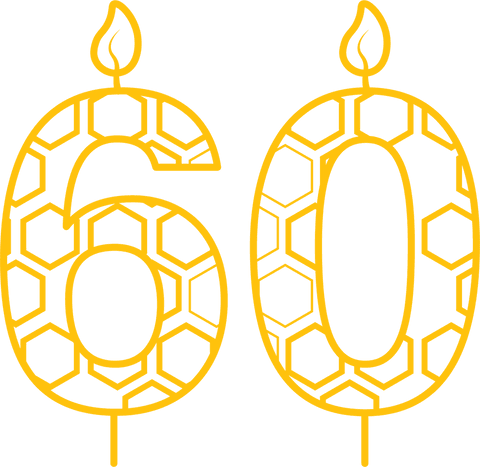 yellow hexagon patterned 60 birthday candle on transparent background - Download Free Stock Videos Pikwizard.com
