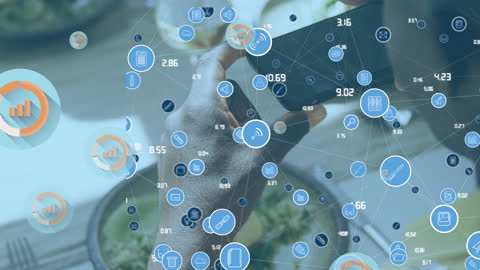 Innovative Digital Network with Smartphone Usage Icons