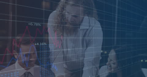 Business Team Analyzing Digital Data in Office Setting