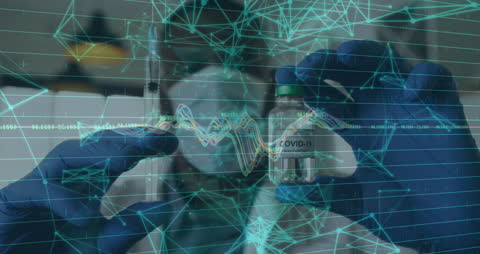 Scientist Handling COVID-19 Vaccine in Digital Landscape