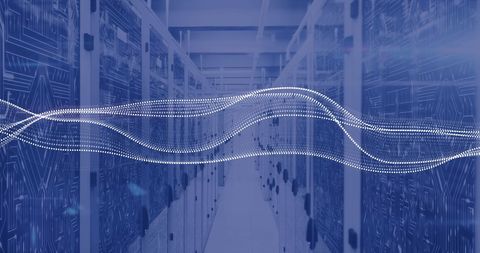 Futuristic Data Flow Over Server Racks in Modern Data Center - Download Free Stock Images Pikwizard.com