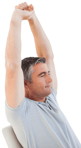 Handsome Mature Man Stretching with Hands Raised on Transparent Background - Download Free Stock Videos Pikwizard.com