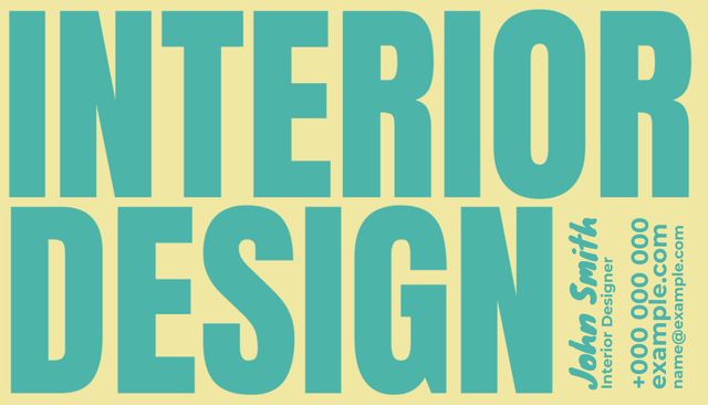Template ideal for promoting interior design services. Bold typography effectively captures attention, perfect for business cards and advertising materials. Use for branding, social media posts, and creative professional introductions.