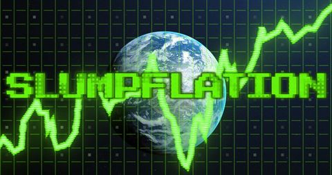 Slumpflation Concept Amidst Green Graph and Globe - Download Free Stock Images Pikwizard.com
