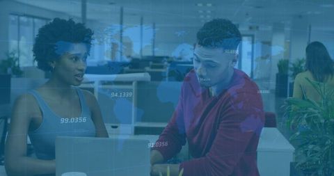 Team Collaborating with Innovation and Technology Holographic Display