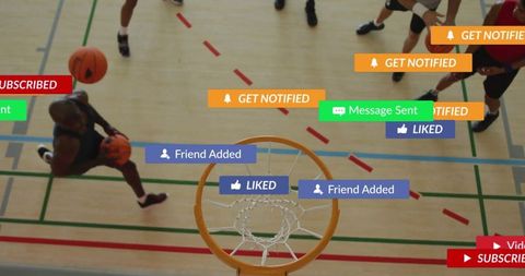 Basketball Player in Motion with Social Media Notifications
