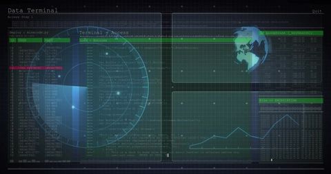 Digital Data Processing Screens with Global Scan Interface - Download Free Stock Images Pikwizard.com