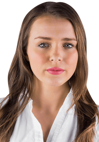 Serious Young Woman with Transparent Background