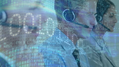 Call Center Team Analyzing Global Technology Interfacing