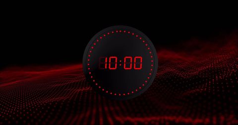 Futuristic Red Digital Timer on Black Background Displaying 10:00 - Download Free Stock Images Pikwizard.com